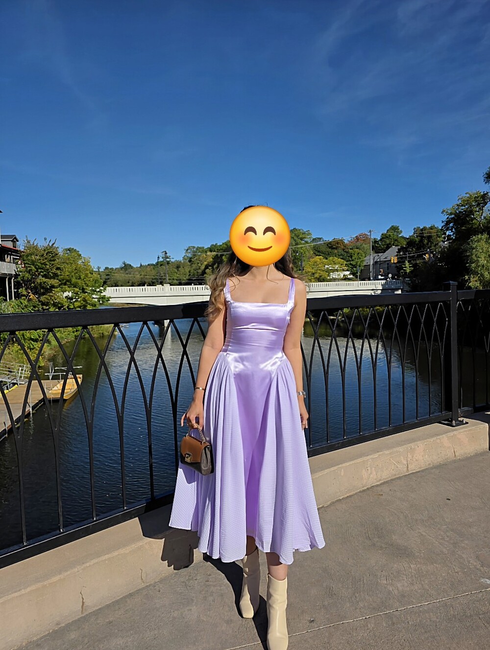 Lavender Satin & Gingham Dress